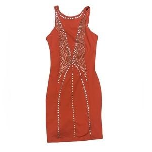 BEBE Addiction Orange Brazil Mini Dress Stud embellished woman’s size small